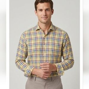 J. McLaughlin Plaid Linen Men's Shirt - Size Medium - Colorful Madras Style